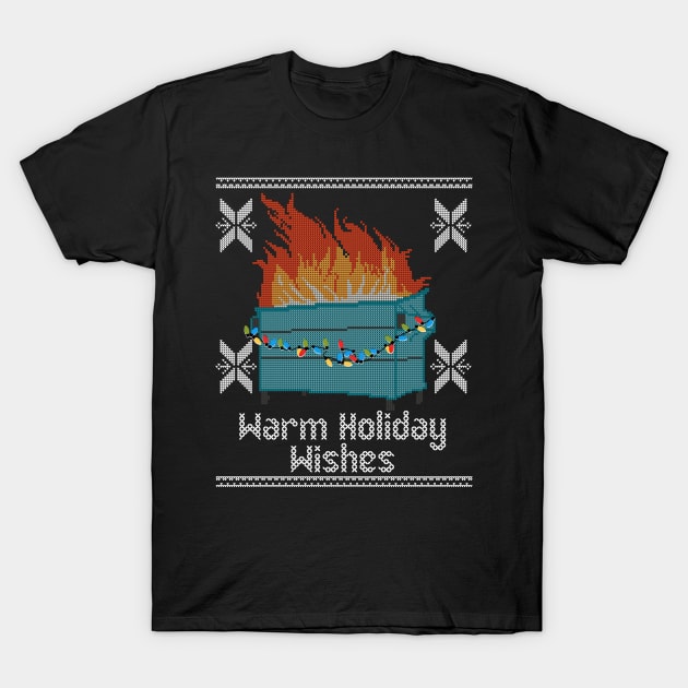 Ugly Christmas Sweater Design Dumpster Fire - Warm Holiday Wishes T-Shirt by YourGoods